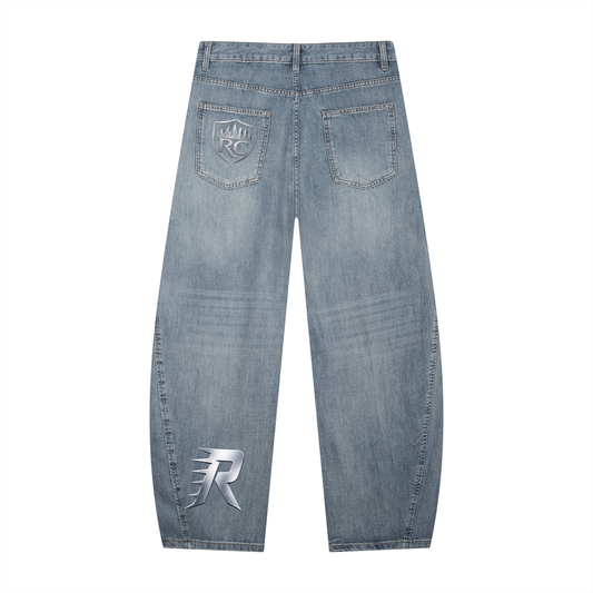 RC Men's Vintage Wash Barrel Leg Jeans