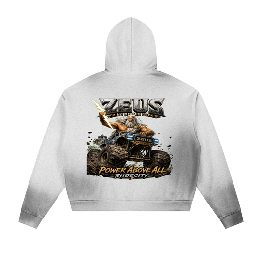 Sun Fade Frayed Raw Edge Fleece Zip Hoodie