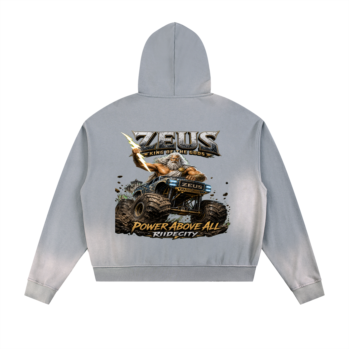 Sun Fade Frayed Raw Edge Fleece Zip Hoodie