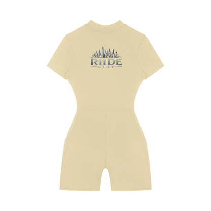 Women's Quarter-Zip Short Sleeve Romper