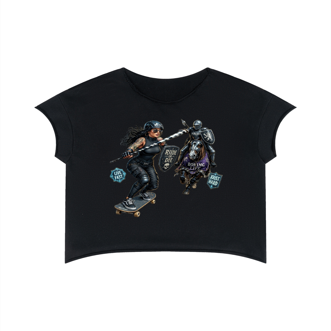 Ride or die, lift fast Premium graphic Unisex Heavyweight Boxy Raw Edge T-Shirt