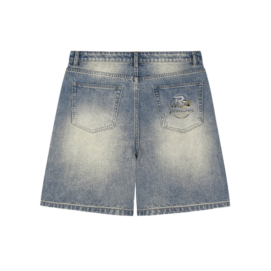 Faded Distressed Baggy Denim Shorts