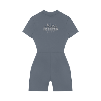 Women's Quarter-Zip Short Sleeve Romper