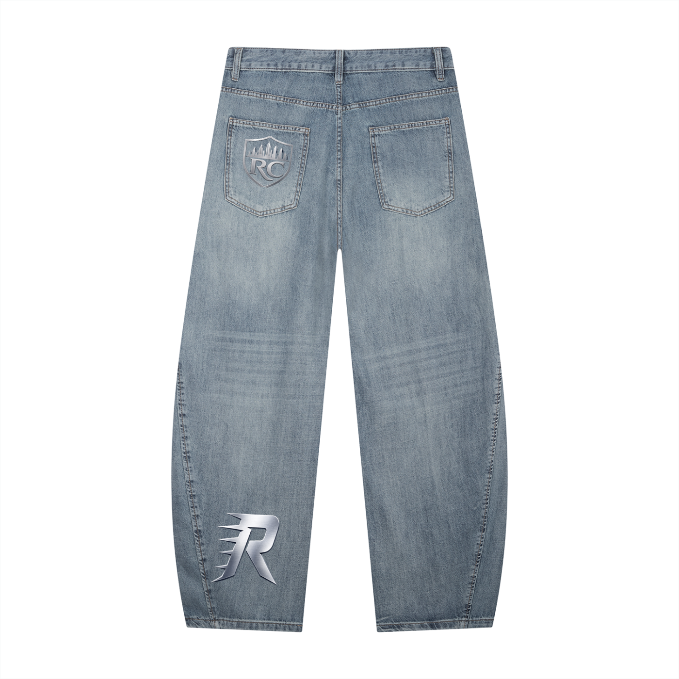 RC Men's Vintage Wash Barrel Leg Jeans