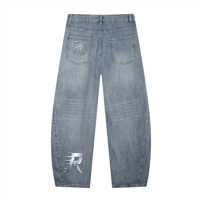RC Men's Vintage Wash Barrel Leg Jeans