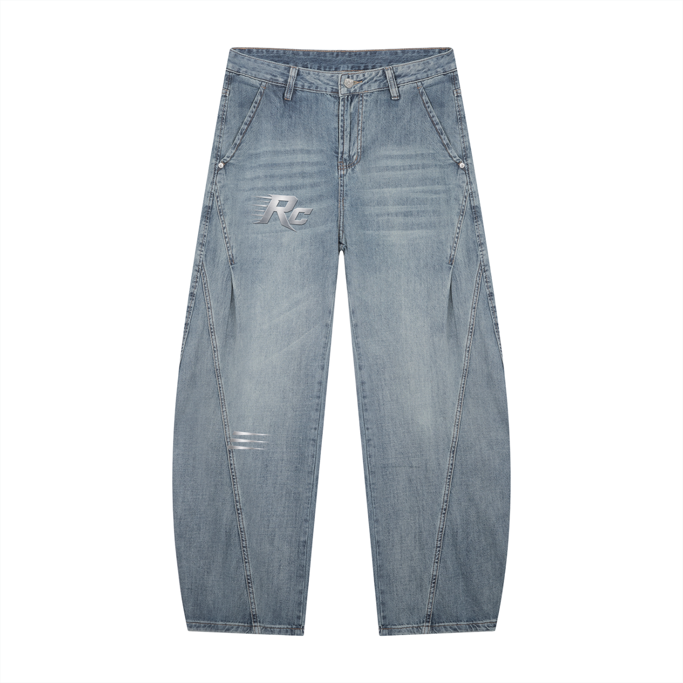 RC Men's Vintage Wash Barrel Leg Jeans