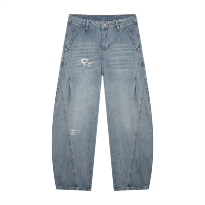 RC Men's Vintage Wash Barrel Leg Jeans