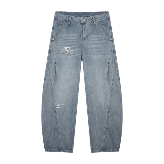 RC Men's Vintage Wash Barrel Leg Jeans