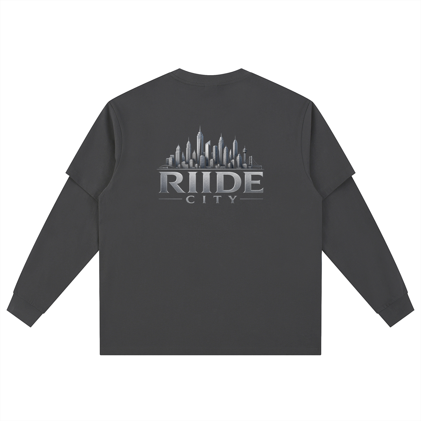 R RIIDECITY Layered Long Sleeve Oversized Tee