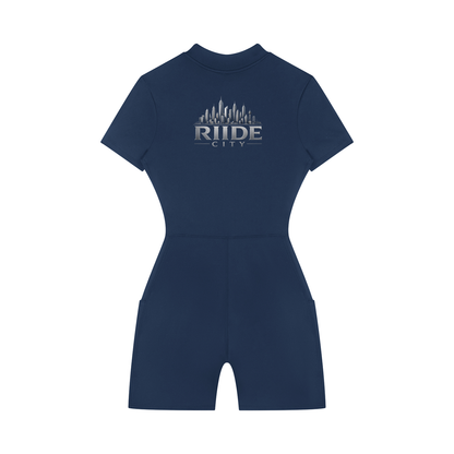 Women's Quarter-Zip Short Sleeve Romper