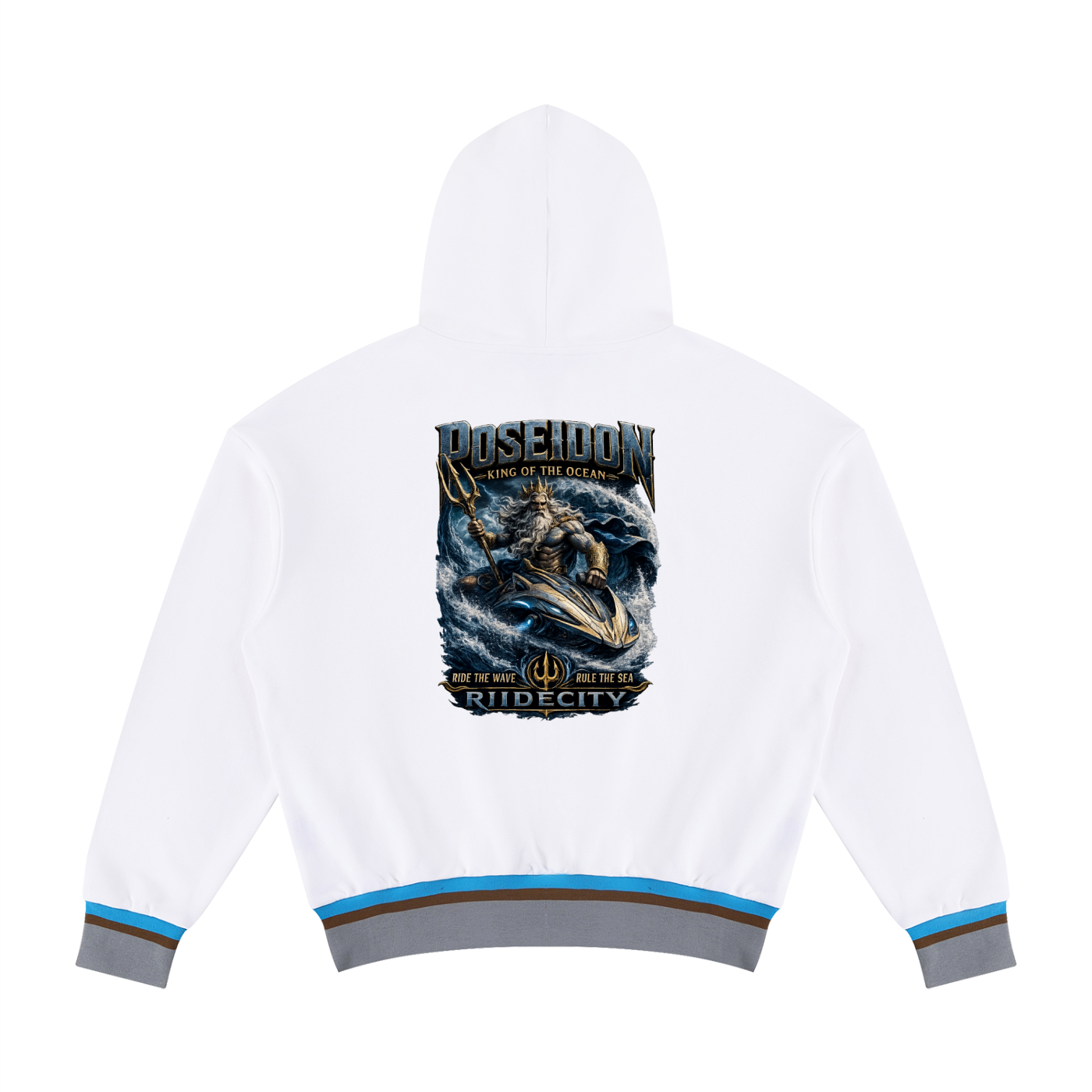 God of sea , Unisex Oversized Color Block Boxy Hoodie for biker and surfers, dads