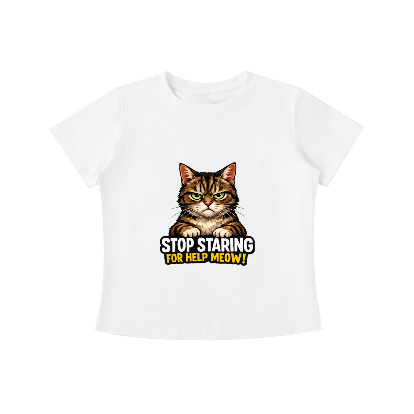 Fun , lovable cat , stop staring for help meow Vintage Wash Slim Fit T-shirt