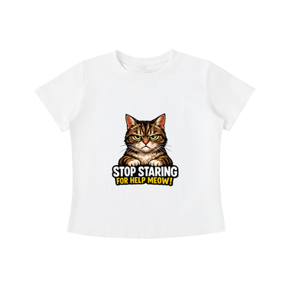Fun , lovable cat , stop staring for help meow Vintage Wash Slim Fit T-shirt